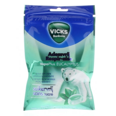 Vicks Ademvrij eucalyptus suikervrij bag 72 Gram