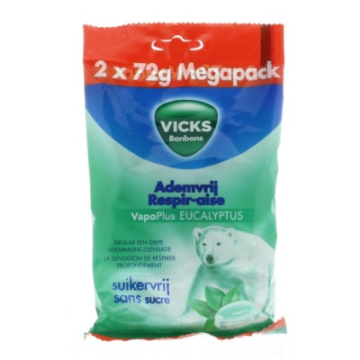 Vicks Ademvrij eucalyptus suikervrij pack 144 Gram