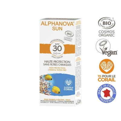 Alphanova Sun Sun creme SPF30 bij zonne allergie en waterproof 50 Gram