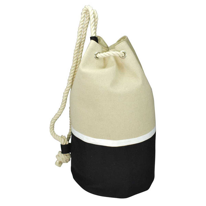 black canvas drawstring backpack