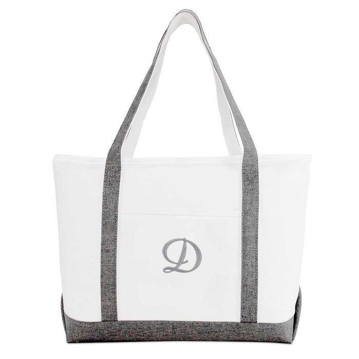 Dalix Gray Beach Tote Bag Personalized Gifts Women Shoulder Bags Lette