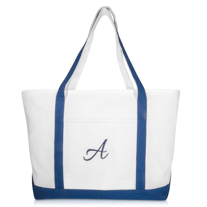 navy blue canvas tote bag