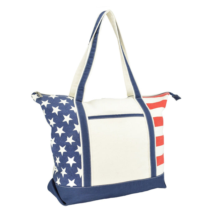 striped tote bag with zipper