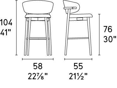 Calligaris Oleandro Bar Height Padded-Seat Stool Dimensions