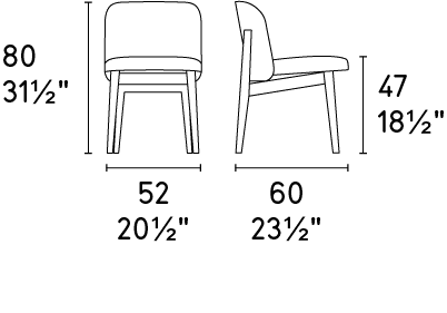 Calligaris Abrey Upholstered Side Chair Dimensions