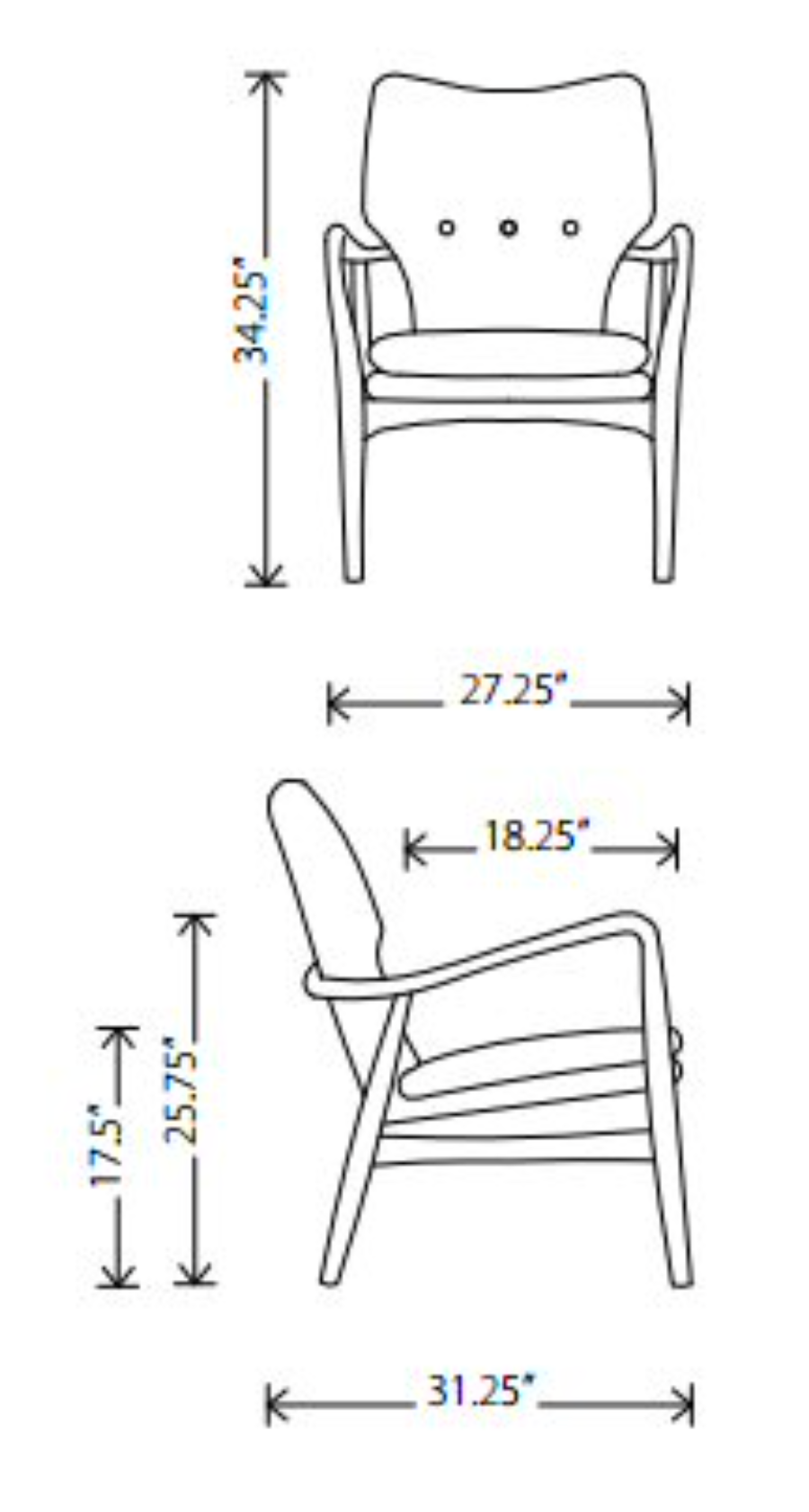 Nuevo Patrik Chair dimensions