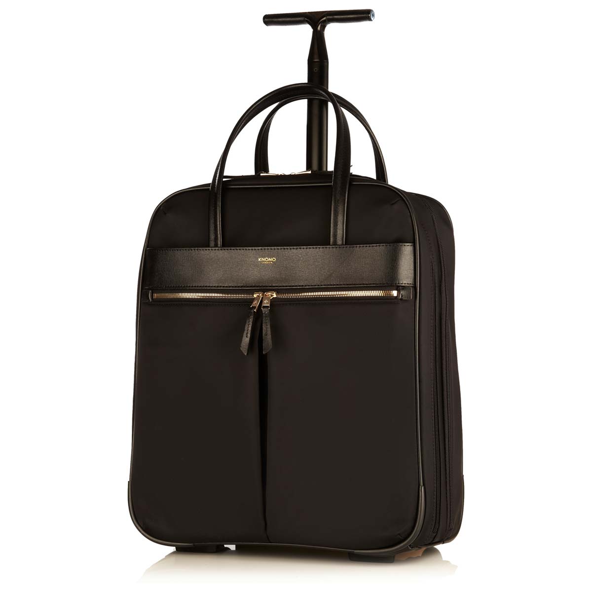 Burlington Wheeled Travel Laptop Bag - 15&quot; - Black / Gold Hardware | KNOMO