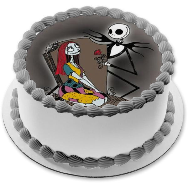 Nightmare Before Christmas Jack Skellington Sally Red Rose Edible Cake A Birthday Place