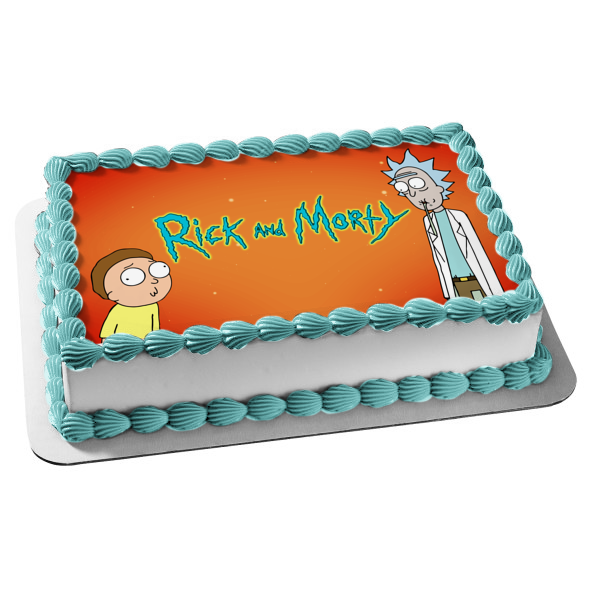 Rick and Morty Rick Sanchez Morty Smith Orange Background Edible Cake – A  Birthday Place