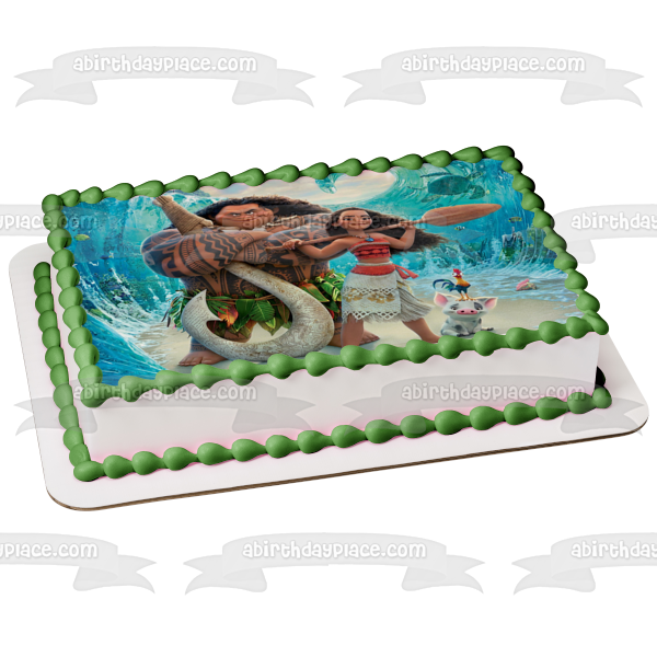 Disney Moana Maui Fish Hook Hei Hei The Rooster Pua Pig Edible Cake To A Birthday Place