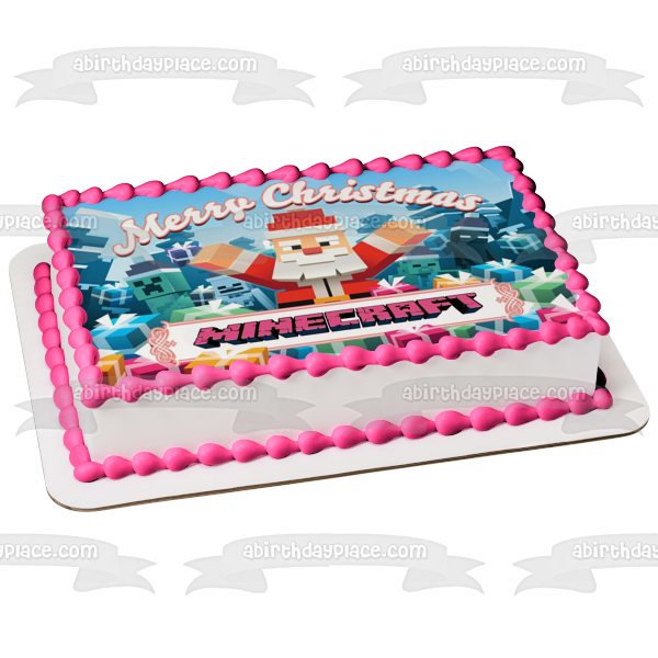 Minecraft Merry Christmas Santa Claus Creepers Presents Edible Cake To – A  Birthday Place