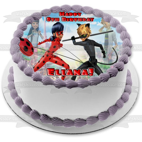 Miraculous Tales Of Ladybug Cat Noir Marinette Adrien Edible Cake T A Birthday Place