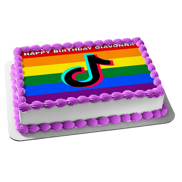 Tik Tok Gay Pride Logo Edible Cake Topper Image ABPID51984 – A Birthday ...