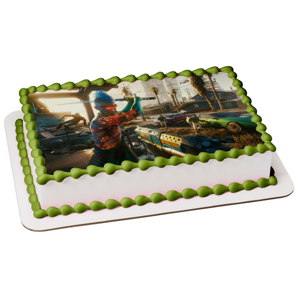 Cyberpunk 77 Gameplay Edible Cake Topper Image Abpid A Birthday Place