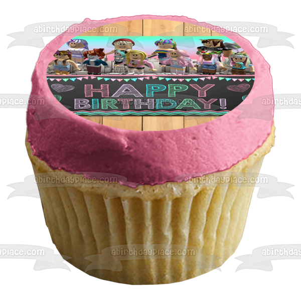 Roblox Girls Group Happy Birthday Edible Cake Topper Image Abpid53692 A Birthday Place - roblox girl topper cake