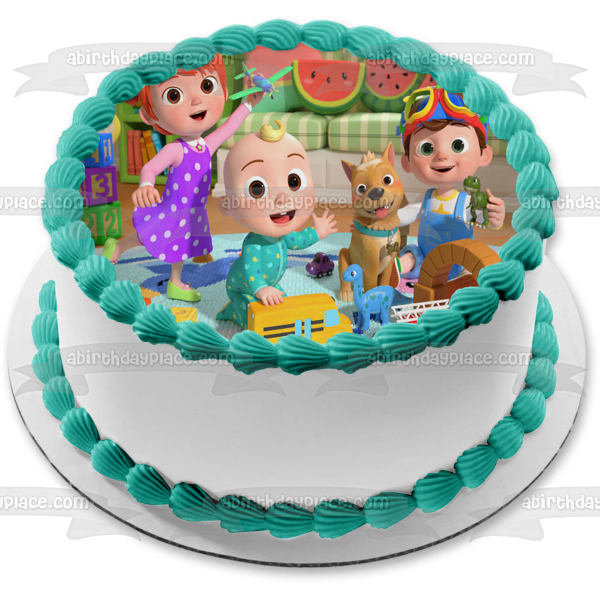Cocomelon Kids Tv Show J J Yoyo Tom Tom Edible Cake Topper Image Abpi A Birthday Place