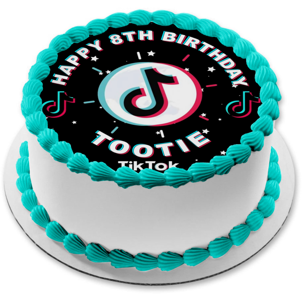 Candy Sprinkle Burst TikTok Customizable Tik Tok Edible Cake Topper Im ...