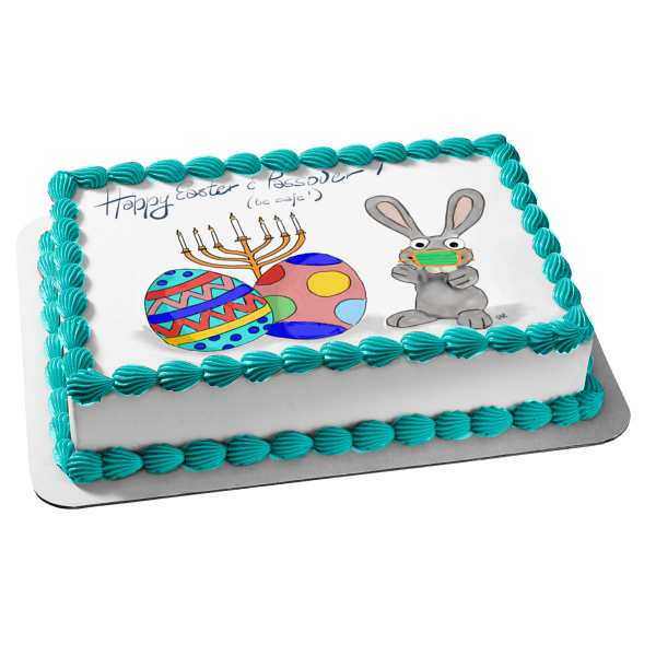 Happy Easter And Passover Menorah Easter Bunny Wearing A Face Mask Eas A Birthday Place