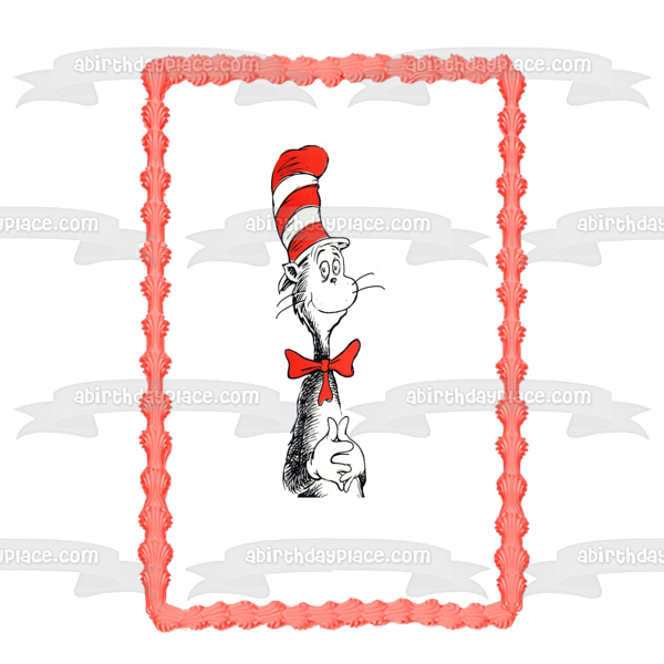 Dr. Seuss The Cat in the Hat White Background Edible Cake Topper Image ...