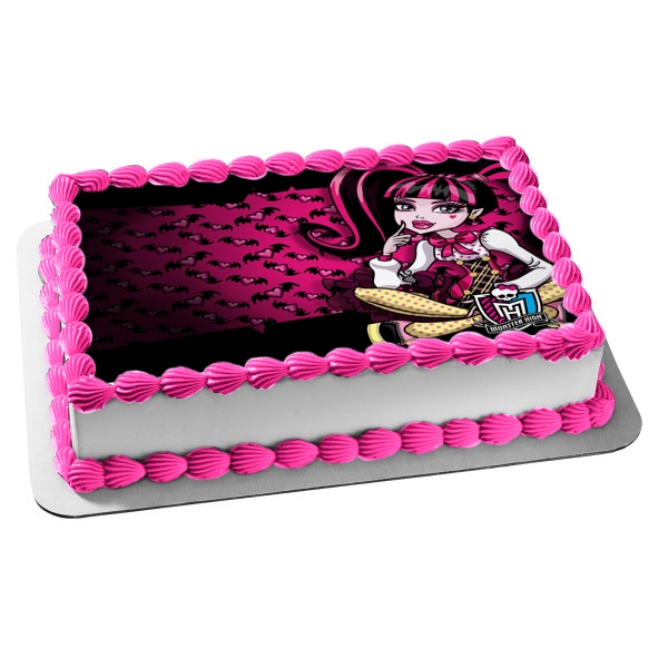 Monster High Draculaura Bats and Hearts Edible Cake Topper Image ABPID – A  Birthday Place