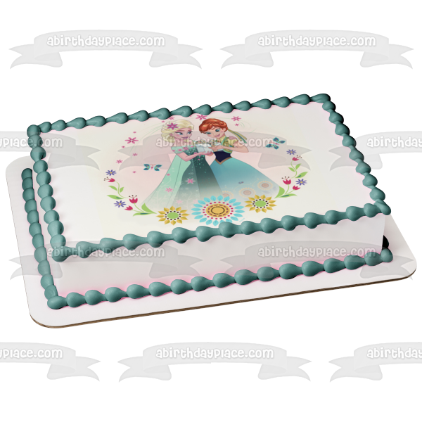 Disney Frozen Anna Elsa Flowers Butterflies Present Edible Cake Topper – A  Birthday Place