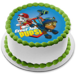 Paw Patrol Marshall Chase Great Job Pups Edible Cake Topper Image ABPI – A  Birthday Place
