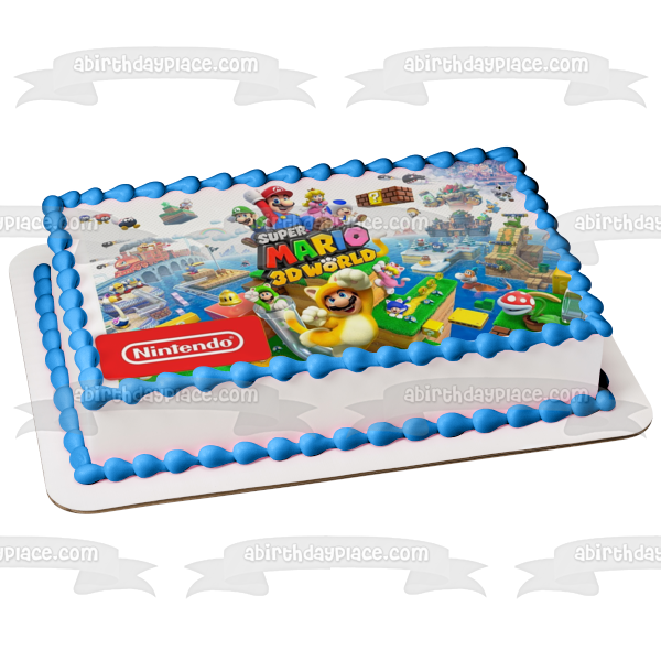Super Mario 3d World Luigi Toad Princess Peach Edible Cake Topper Imag A Birthday Place