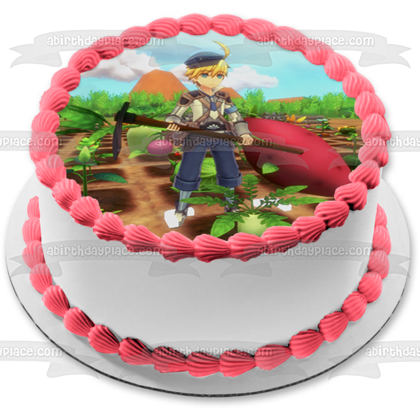 Rune Factory 5 Ares Gardening Edible Cake Topper Image Abpid53967 A Birthday Place