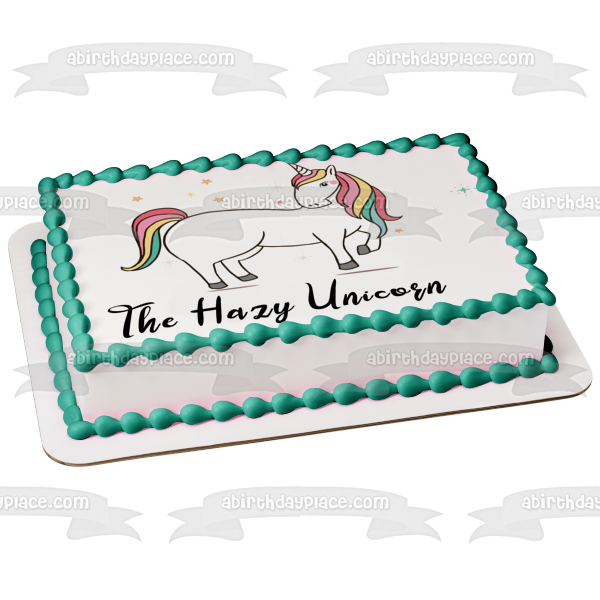 The Hazy Unicorn Stars Colorful Edible Cake Topper Image Abpid A Birthday Place