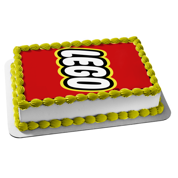 LEGO Logo Red Background Edible Cake Topper ABPID11315 – Birthday Place