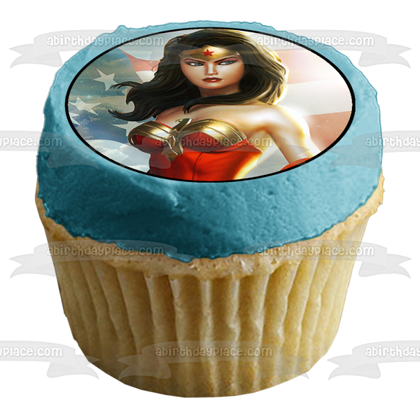 Dc Comics Wonder Woman Justice League American Flag Waving Edible Cake A Birthday Place 6651