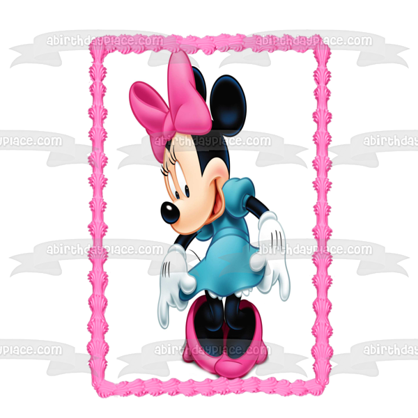 Walt Disney Minnie Mouse Blue Dress Edible Cake Topper Image Abpid1285 A Birthday Place