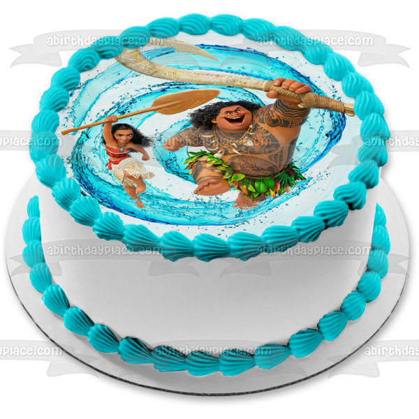 Disney Moana Maui Water Swirl Background Edible Cake Topper Image Abpi A Birthday Place