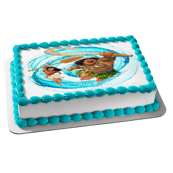 Disney Moana Maui Water Swirl Background Edible Cake Topper Image Abpi A Birthday Place