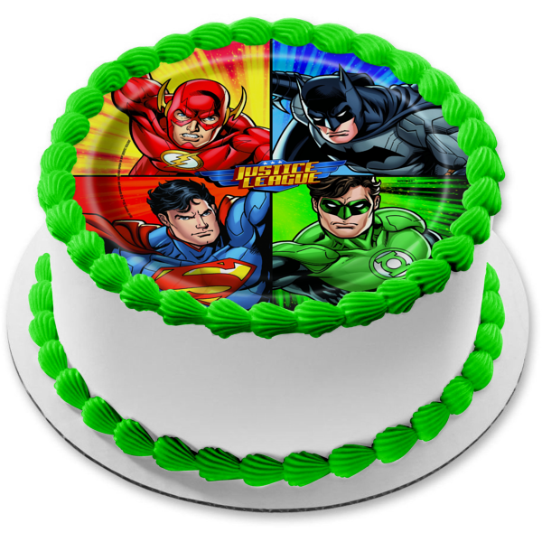 Justice League Logo the Flash Batman Superman Green Lantern Edible Cak – A  Birthday Place