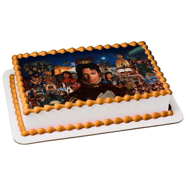 Michael Jackson King Of Pop Crown Various Pictures Edible Cake Topper A Birthday Place