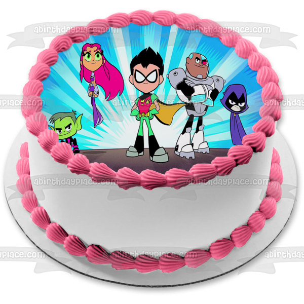 Teen Titans Go Beast Boy Starfire Robin Cyborg Raven Edible Cake Toppe – A Birthday Place