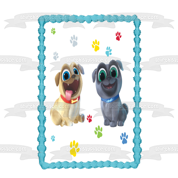 Puppy Dog Pals Bingo and Rolly Paw Print Edible Cake Topper Image ABPI ...