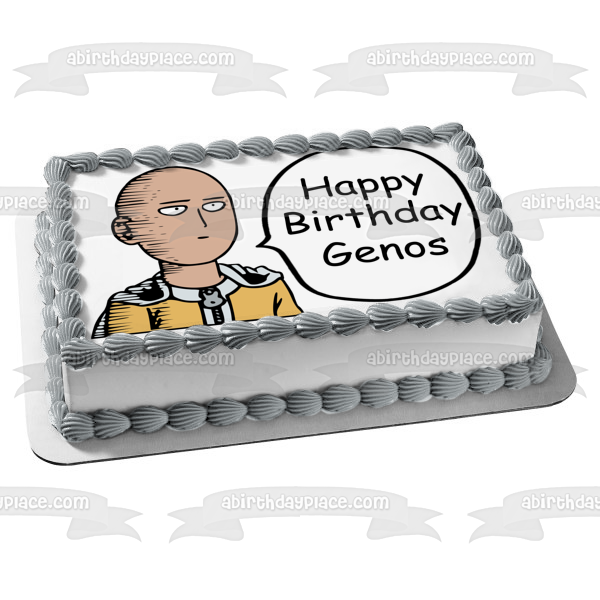 One Punch Man Saitama Goofy Speech Bubble Personalized Edible Cake Top A Birthday Place