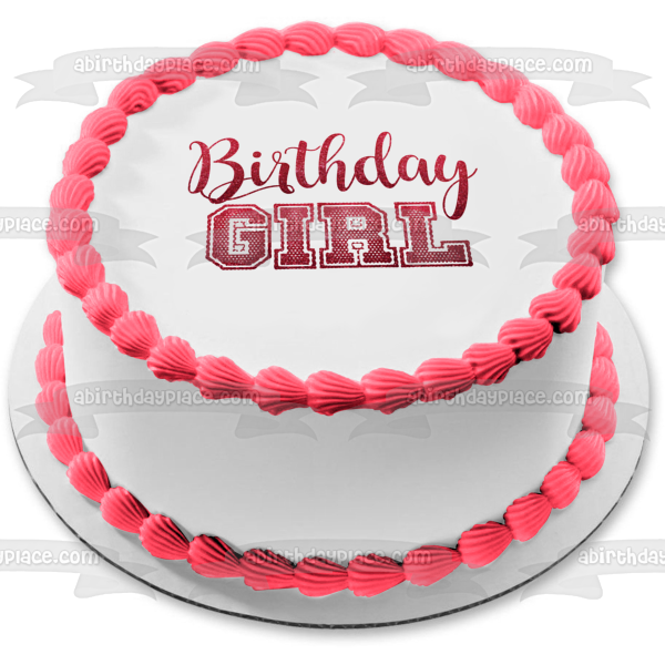 Birthday Girl Jersey Font Red Glitter Edible Cake Topper Image ABPID50 – A  Birthday Place