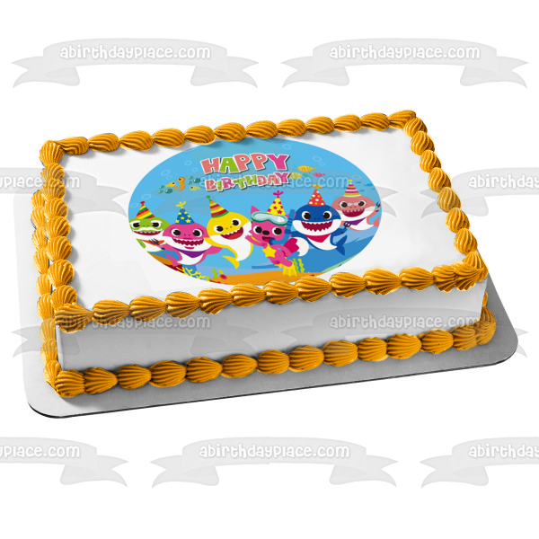 Baby Shark Pinkfong Round Happy Birthday Grandpa Shark Grandma Shark M A Birthday Place