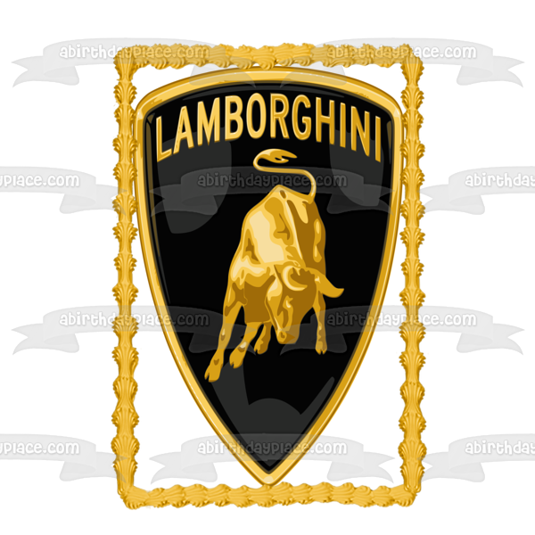 Lamborghini Logo Car Company Yellow Gold Black Edible Cake Topper Imag – A  Birthday Place