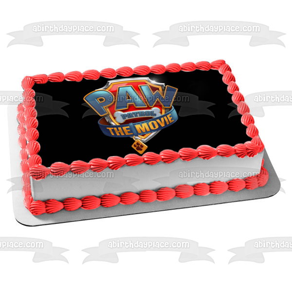 Paw Patrol The Movie Logo Black Background Edible Cake Topper Image A A Birthday Place