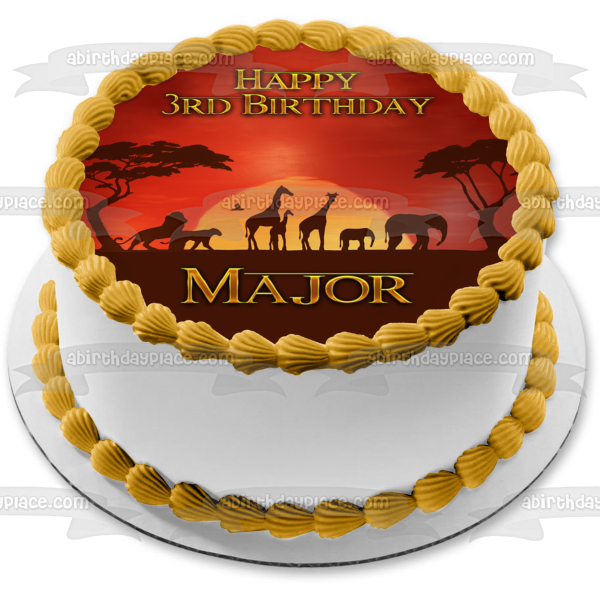 Disney The Lion King Animal Silhouettes Sunset Background Edible Cake A Birthday Place