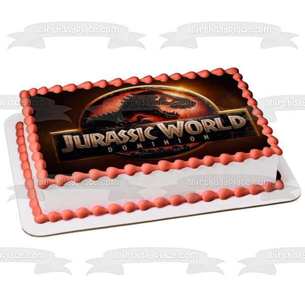 Jurassic World Dominion Logo with a T-Rex Edible Cake Topper Image ABP – A  Birthday Place