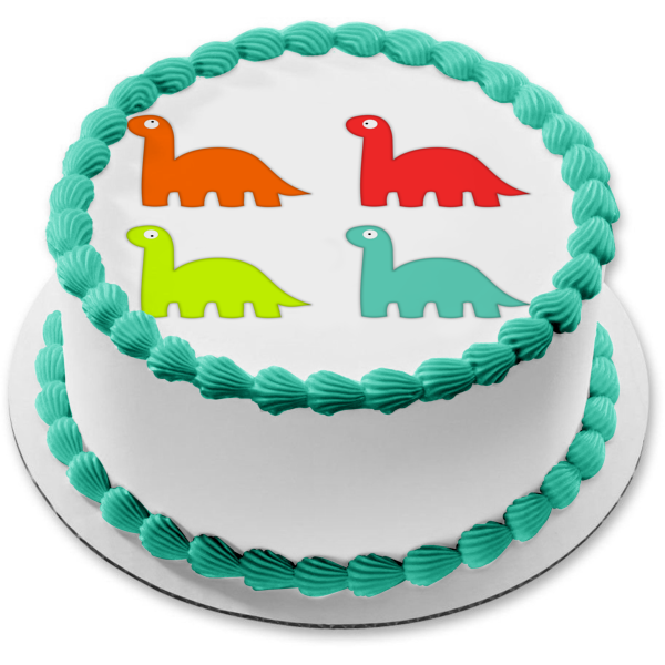 Cartoon Dinosaurs Orange Red Yellow Blue Edible Cake Topper Image ABPI – A  Birthday Place