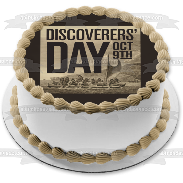 Discoverers' Day October 9th Discoverers' Edible Cake Topper Image ABP