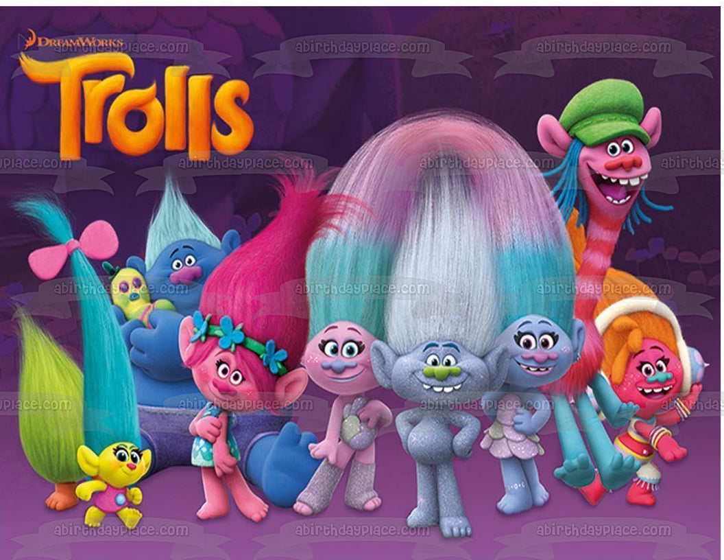 Trolls Party Princess Poppy Branch Creek Cooper Guy Diamond Edible Cak ...