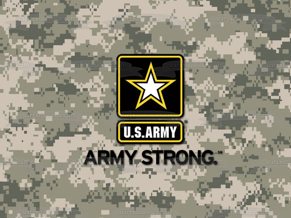 United States Army Logo Army Strong Army Camo Background Edible Cake T ...