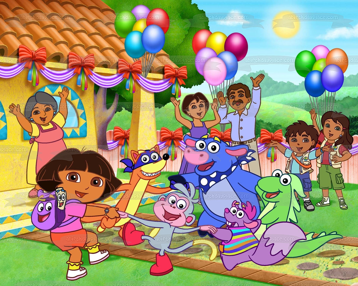 Dora and Frienda Party Boots Backpack Map Diego Swiper Tico Alicia Isa ...